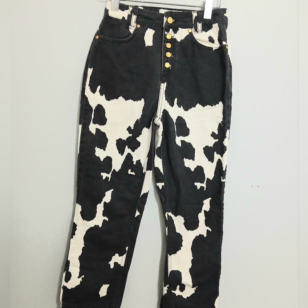 House of Sunny Black and White High Rise Jeans